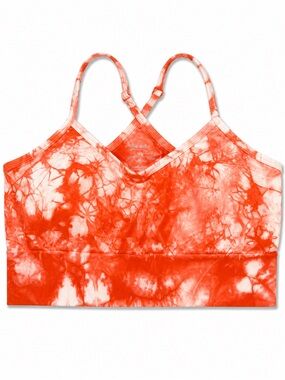 Tie-Dye Orange Seamless Bralette with Adjustable Straps